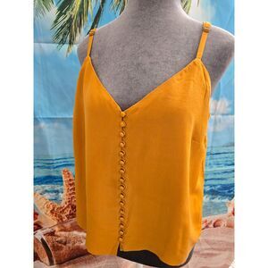 Madewell Gold 100% Silk Button Front V Neck Camisole Tank Size L/12